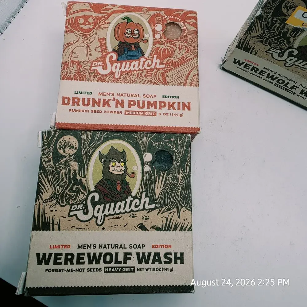 4 Pk Dr. Squatch Men's Limited Edition Bar Soap Set Drunk'N Pumpkin Werewolf 5oz